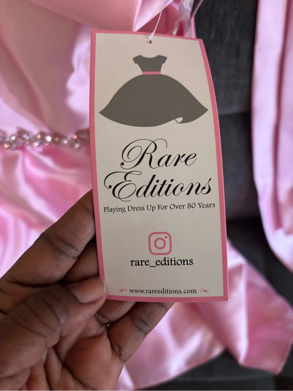 Rare Editions Pink Satin One-Shoulder Dress with Bow and Jeweled Waist